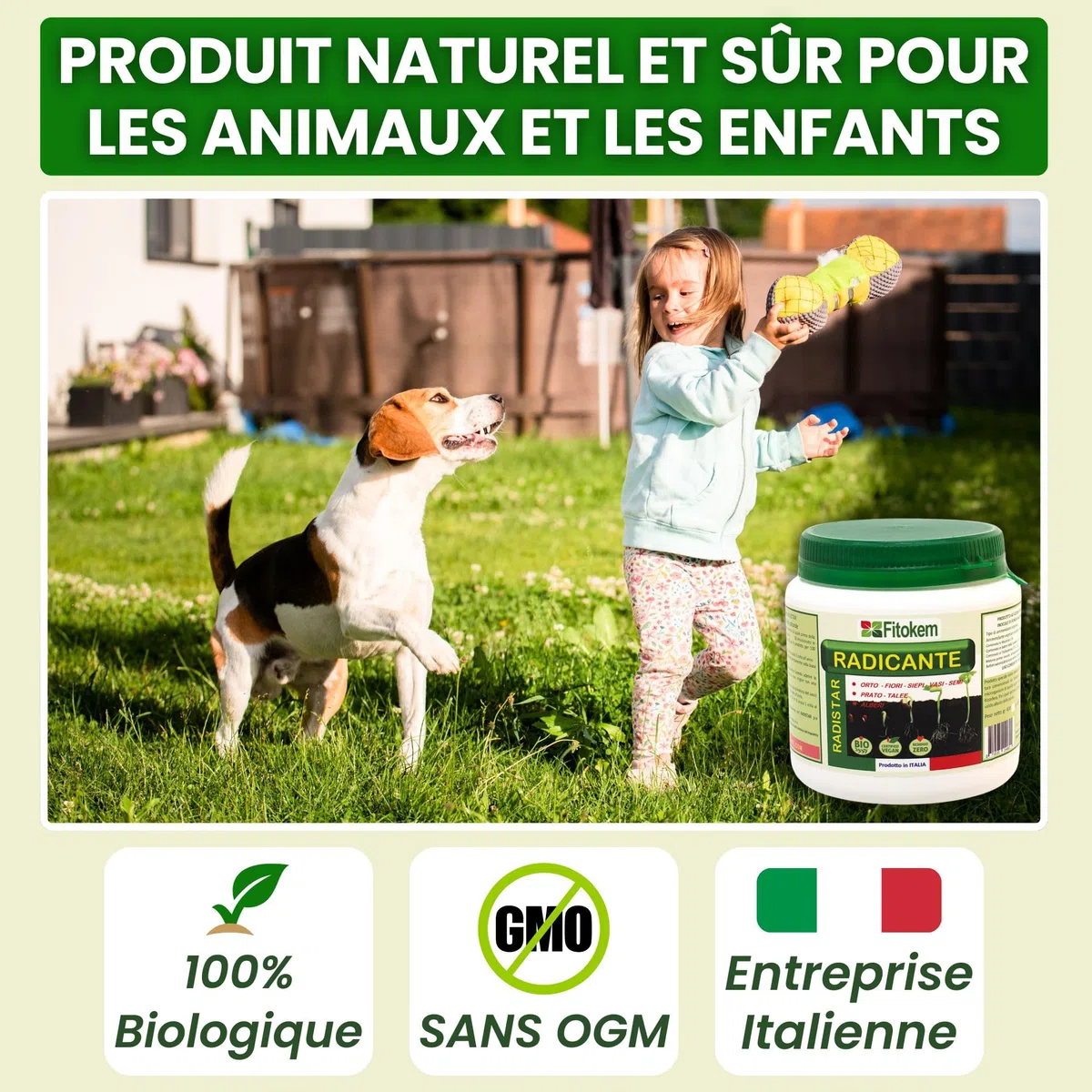 FITOKEM Radistar - Hormone de Bouturage Poudre (400 gr) Stimulateur de Racines Mycorhizes en Poudre Bio, Stimule la Production et la Croissance Naturelle des Racines, Made in Italy