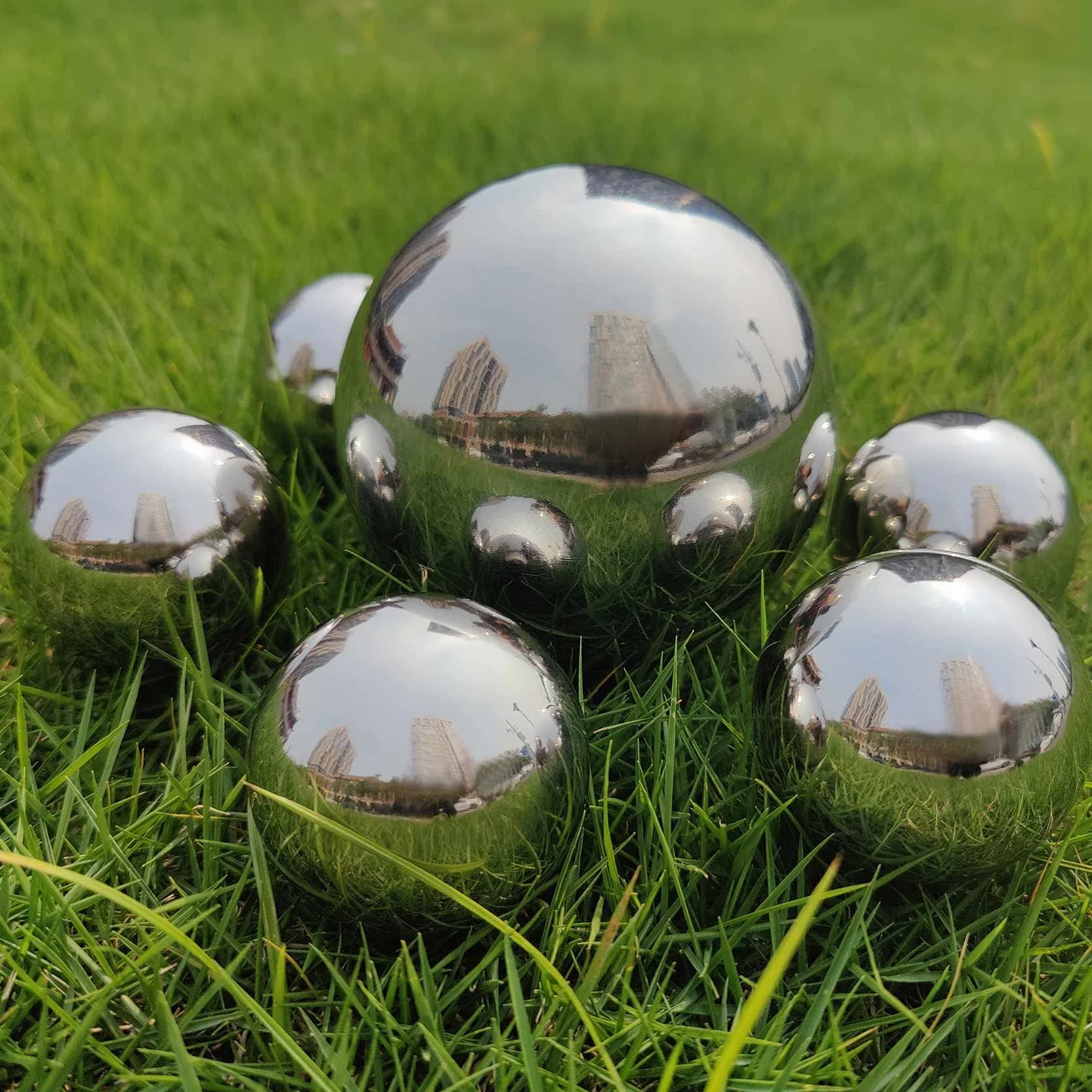 Boule de jardin en acier inoxydable poli miroir, boules creuses, argentées, réfléchissantes, pour la maison, le jardin, mini étang, décoration 50/100 mm