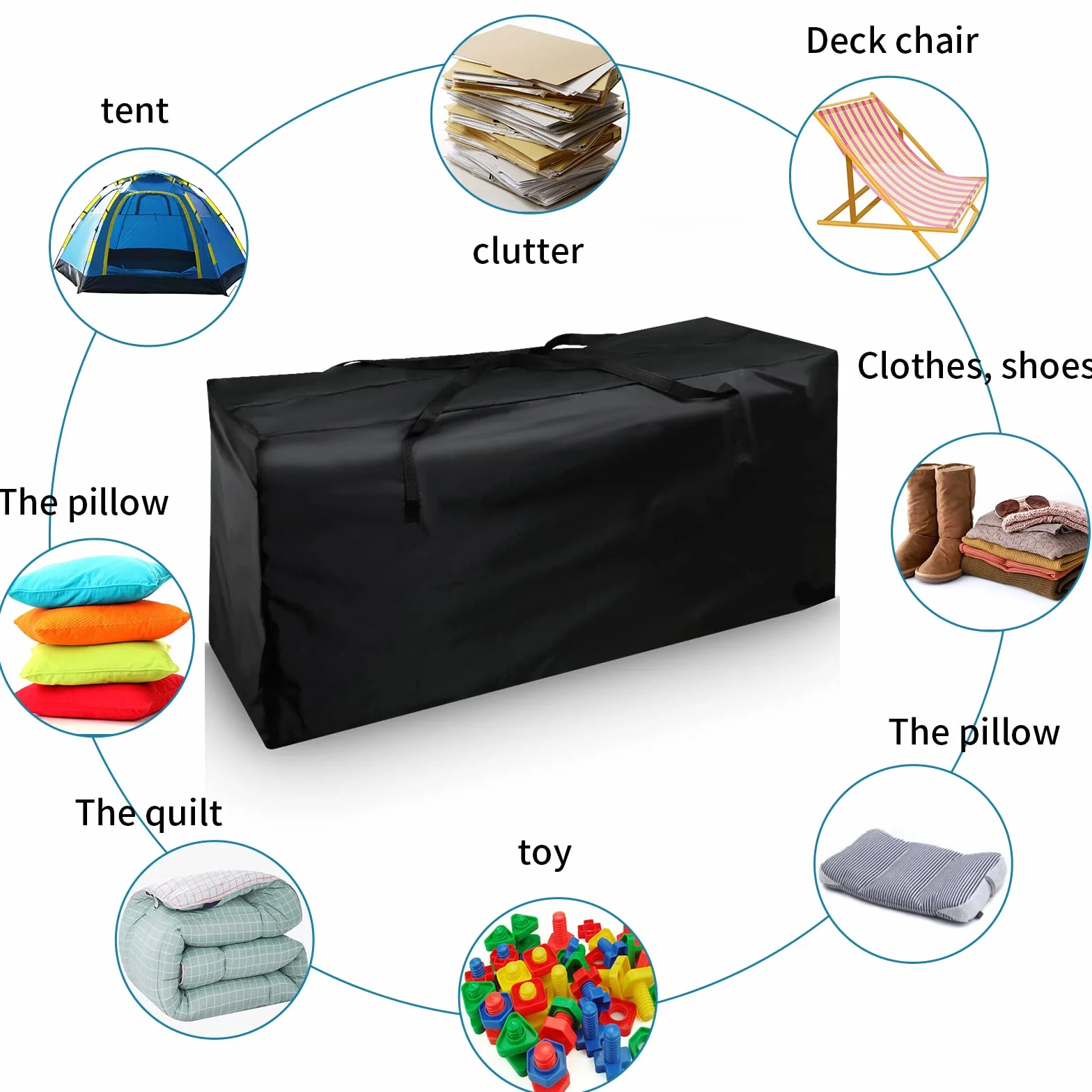 Sac de Rangement Housse de Rangement de Coussin Iimperméable,Étanche à la Poussière, Anti-UV, Robuste Tissu Sac de Coussin pour Jardin,Terrasse,Meubles