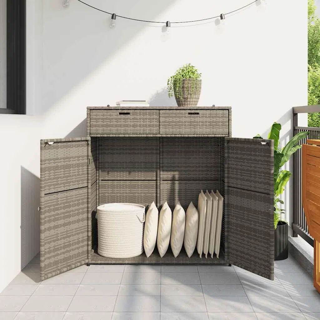 Armoire de jardin d'extérieur en rotin synthétique Gris 105 x 55