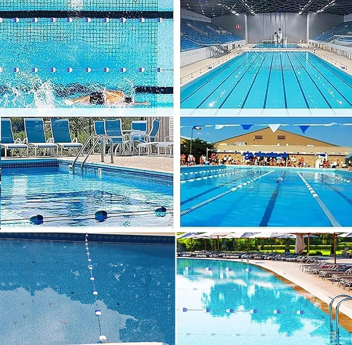 Séparateurs de sécurité flottants for piscines, lignes couloirs piscine bleues et blanches(12m)