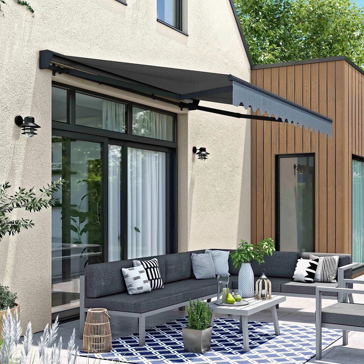 Oviala Store banne Semi-intgral 3x2,5m en Aluminium Gris