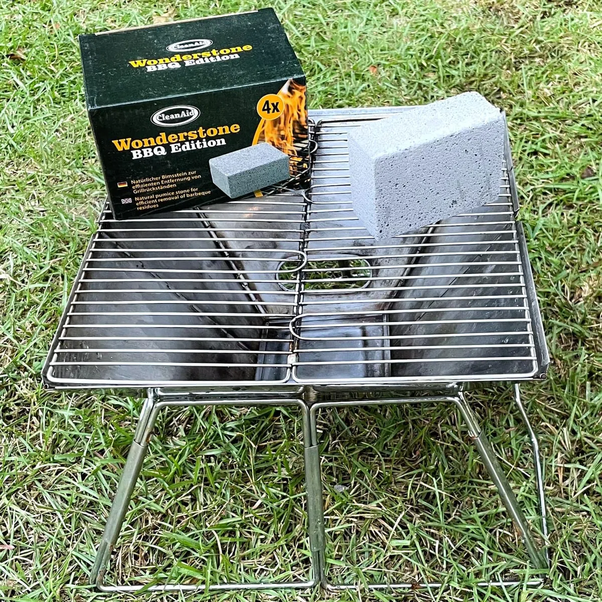 Wonderstone Edition BBQ - 4 x Bloc de Nettoyage en Pierre Ponce avec Poignée Nettoyant Polyvalent pour Barbecue Four Patio et Carrelage Détartrant et Antirouille Efficace