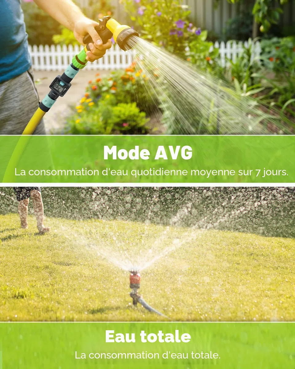 RAINPOINT Compteur d'eau, minuterie d'eau Pratique pour Le Jardin, 4 Modes de contrôle de la consommation, alimentés par des Piles