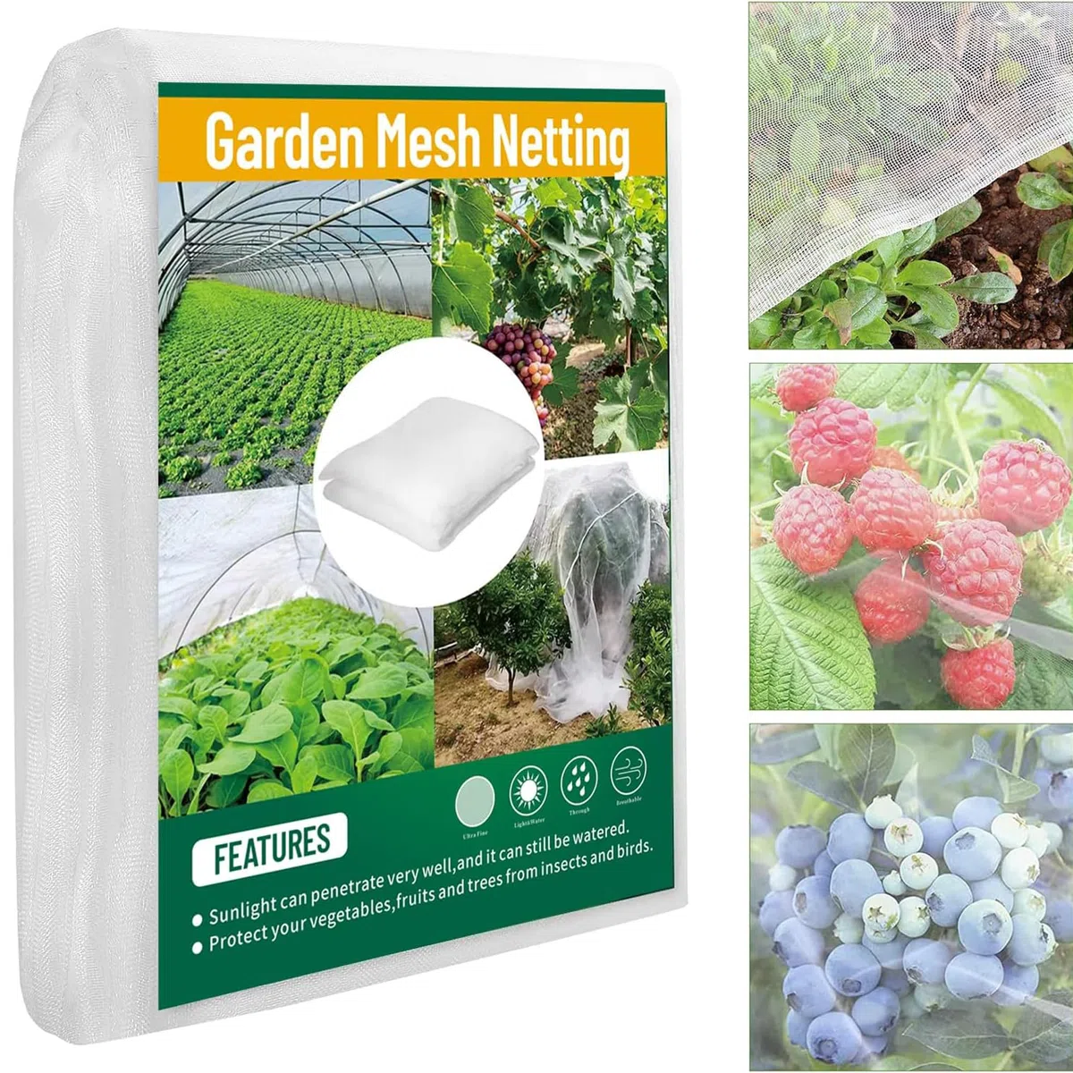 Filet Anti-Insecte de Protection 3X15M pour Potager et Jardin - Maille Fine avec Arceaux Serre