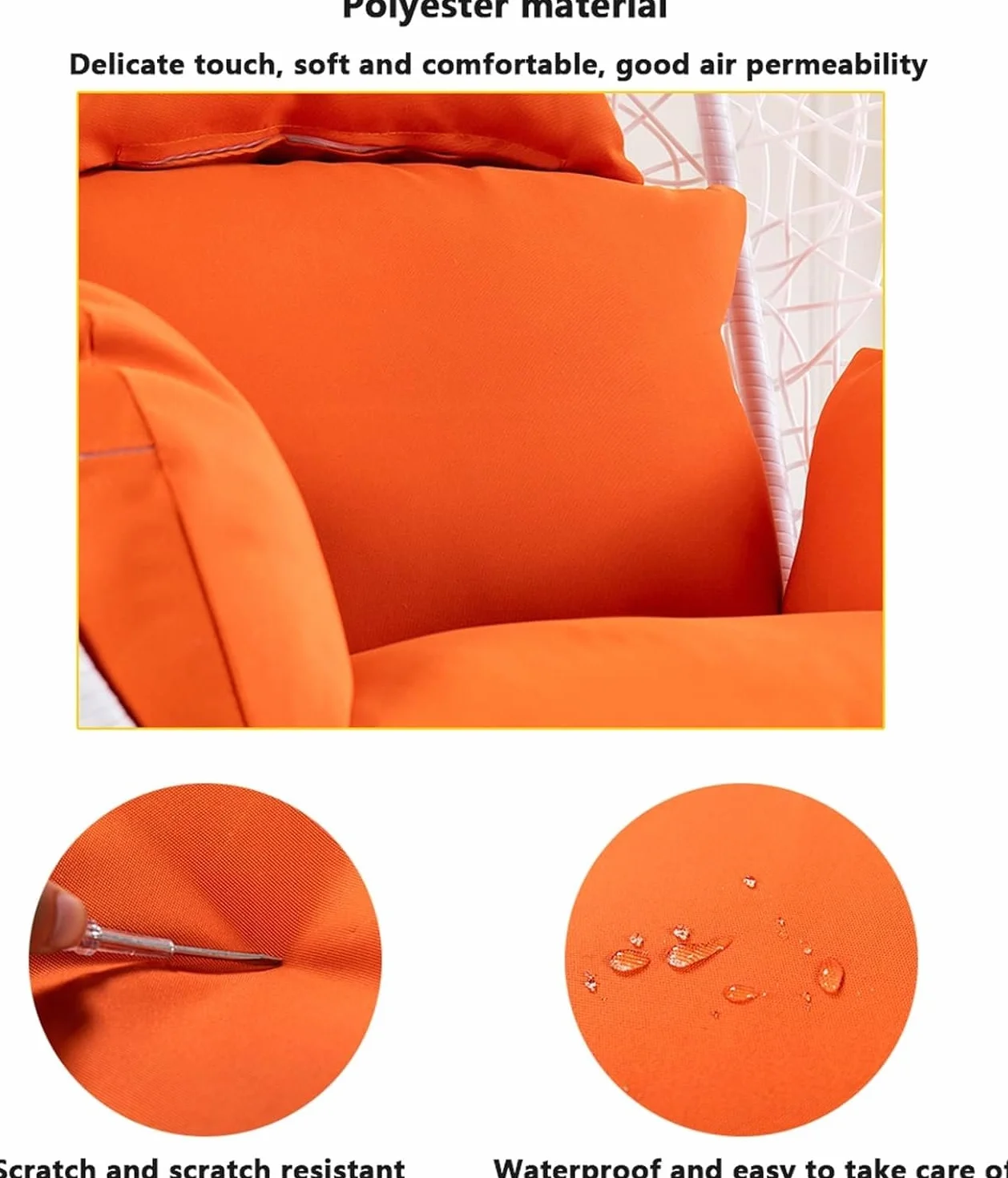 Earnmore Housse de Coussin de Remplacement pour Chaise d'oeuf Uniquement, Housse de Coussin de Chaise d'oeuf Suspendue imperméable et résistante au Soleil pour Coussin de Jardin (sans Rembourrage)