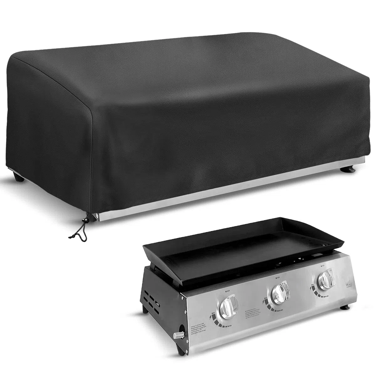 Housse de Protection pour Plancha,Dimension 77 x 60 x 25 cm, Bâche Imperméable en Polyester avec Élastique de Serrage,Facile à Nettoyer,pour Plancha,Gazinière,Barbecue Extérieur