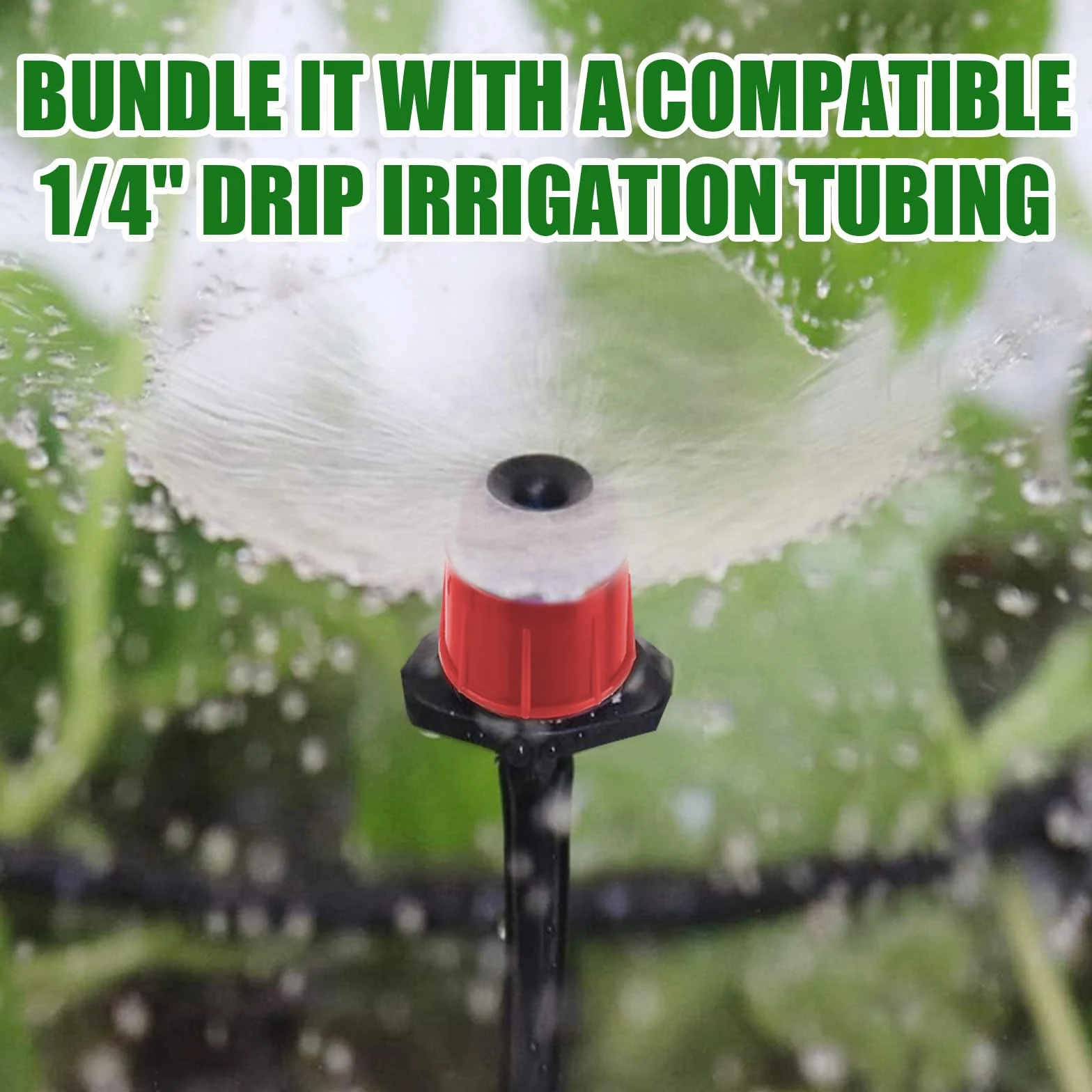 TOROKOM 200Pcs 1/4" Goutteur Irrigation, pulvérisateur à débit d'eau Vortex à 360 degrés pour Pot Plante Jardin Serre Potager Gazon (Rouge)