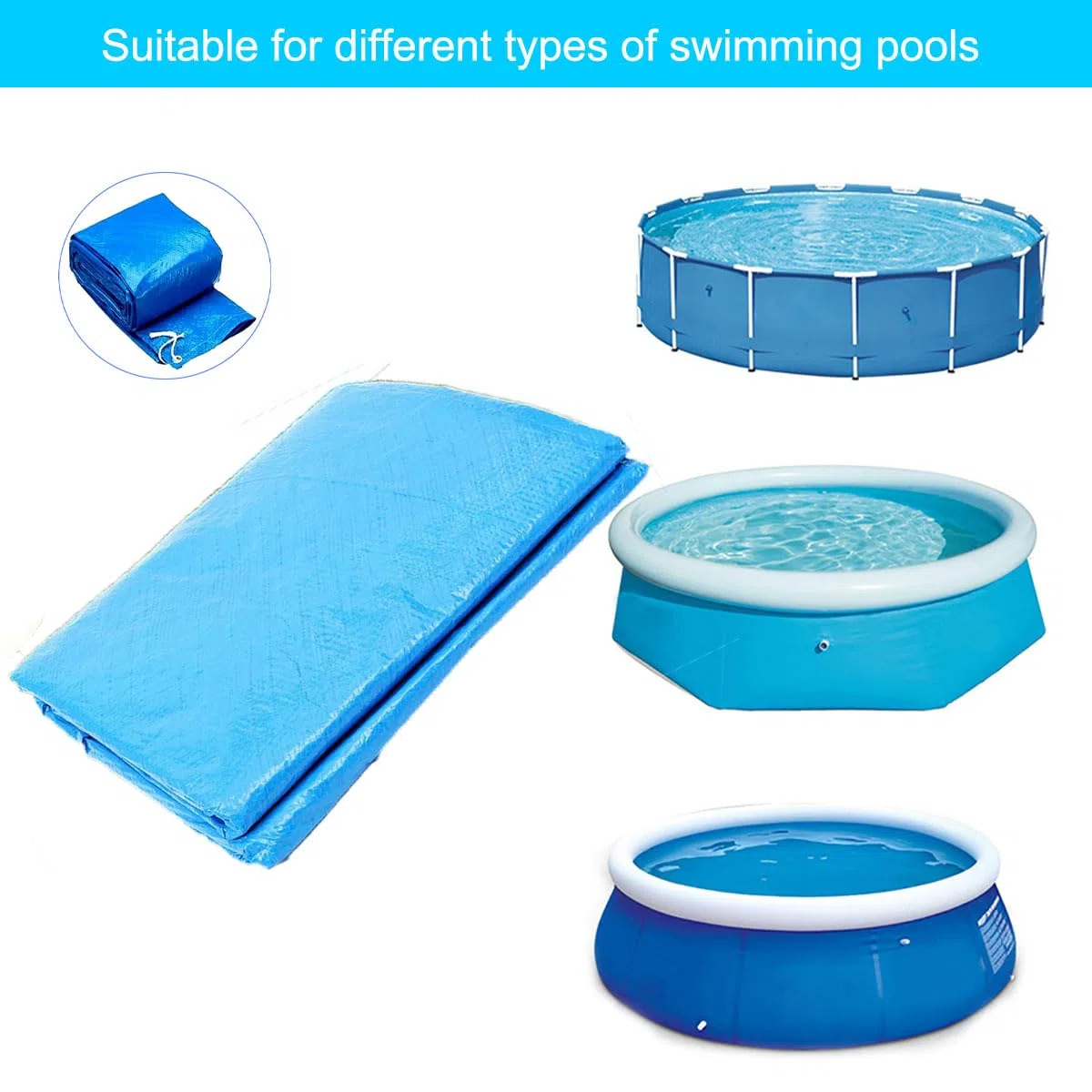 Bâche Ronde pour Piscine Hors Sol, Bâches de Protection pour Piscines Gonflables, Couverture de Piscine (183cm/6ft)
