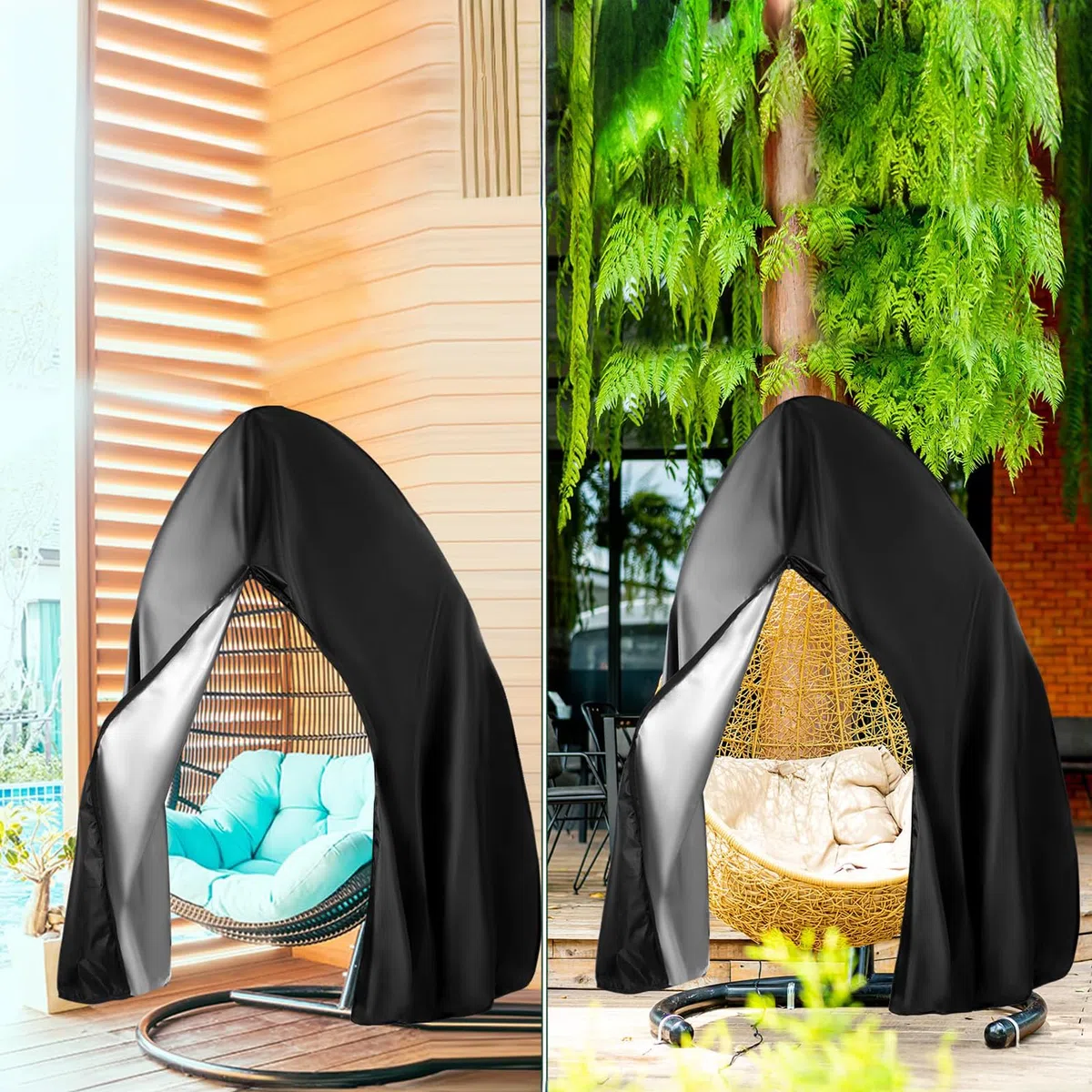 Housse de protection imperméable pour fauteuil suspendu : housse de protection Oxford avec fermeture éclair et cordon de serrage (115 x 190 cm)