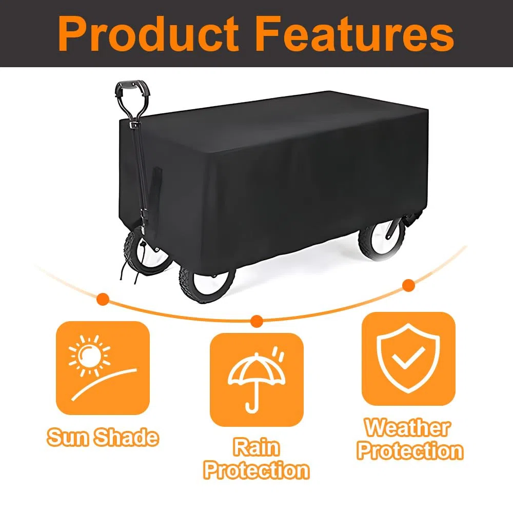 Housse de Chariot à Main Pliable, Housse pour Chariot de Jardin, Utilitaire en Tissu Oxford - Imperméable, Coupe-Vent - Noir (95 x 60 x 50 cm)
