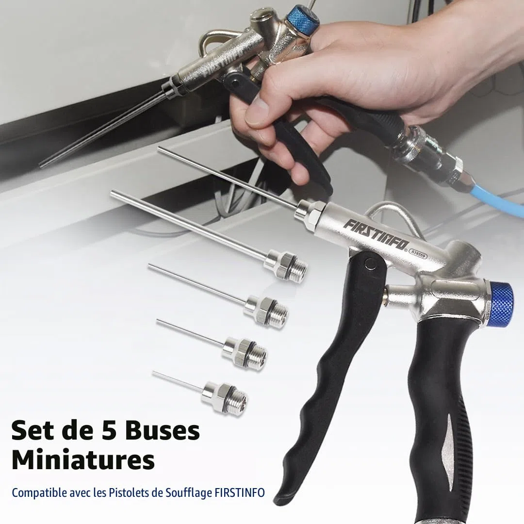 FIRSTINFO A1856M | Kit de 5 buses miniatures pour pistolet souffleur pneumatique