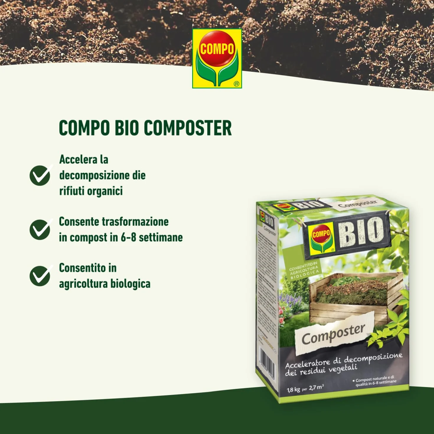 COMPO BIO Composter, accélérateur de décomposition des résidus végétaux, 1,8 kg