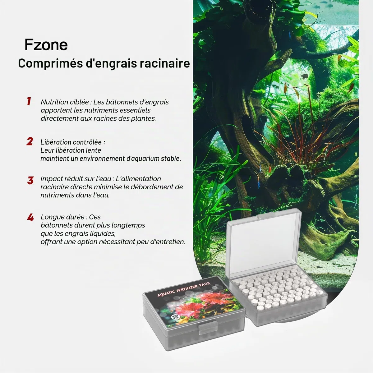 FZONE Tablettes d'Engrais Racinaire pour Aquarium d'Eau Douce 50 Pièces