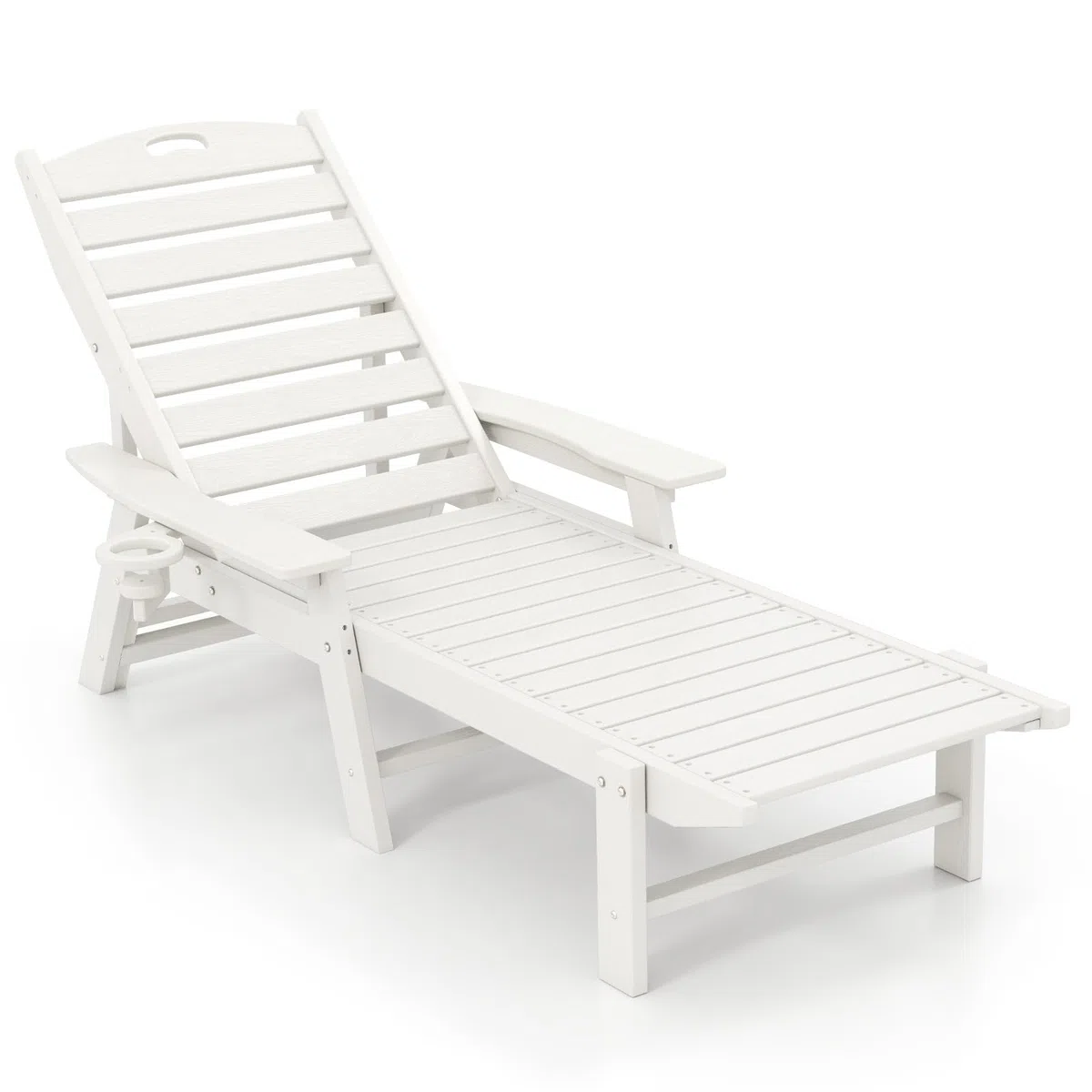 COSTWAY Bain de Soleil en HDPE Réglable sur 4 Niveaux, Blanc