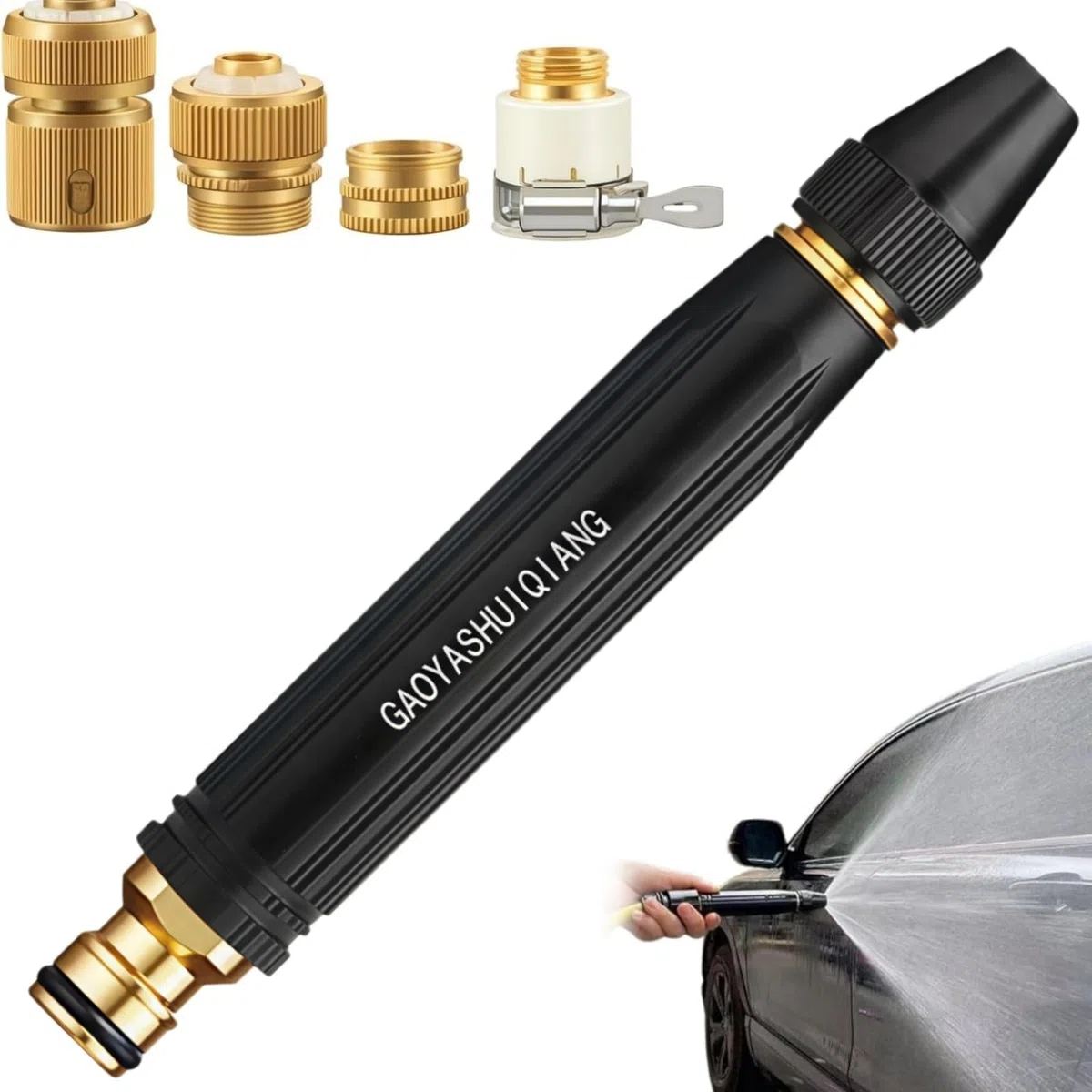 Buse Haute Pression pour Tuyau Arrosage et Pistolet Haute Pression Tuyau Arrosage, Tête, Jet Multi-Fonction, Embout de Nettoyage pour Voiture, Cour et Jardin (C)