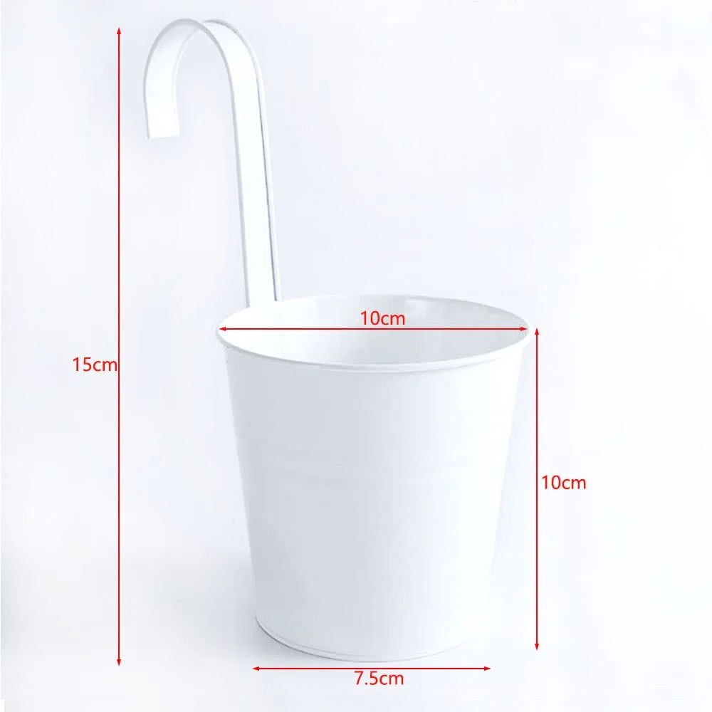 Pot Fleur Suspendu Extérieur 4 Pièces Pots de Fleurs Suspendus pour Balcon Balconniere Exterieur Métal Pots de Fleurs Suspendus avec Trou de Drainage Pot de Fleur pour Une clôture, Blanc