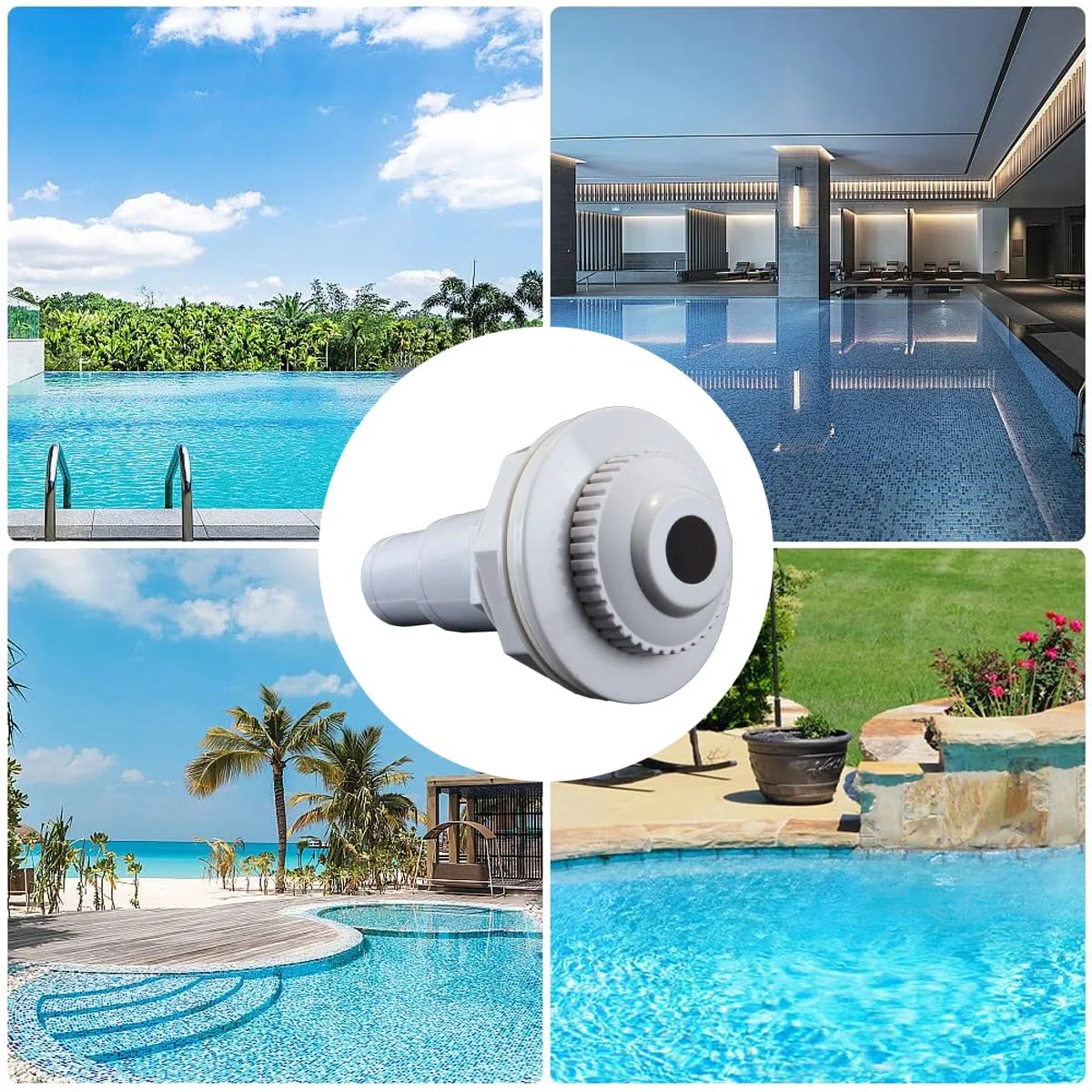 Buse d'aspiration avec tête pivotante réglable pour piscines à parois en acier, buse de tuyau 32/38 mm, sortie d'eau 2 cm pour système de nettoyage de piscine