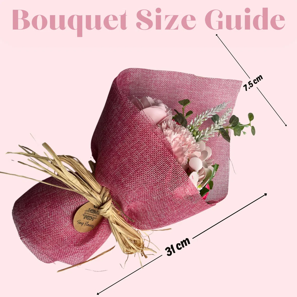 Bouquet de fleurs de savon debout rose – Cadeau de Saint-Valentin et de fête des mères pour femme, elle et vos proches