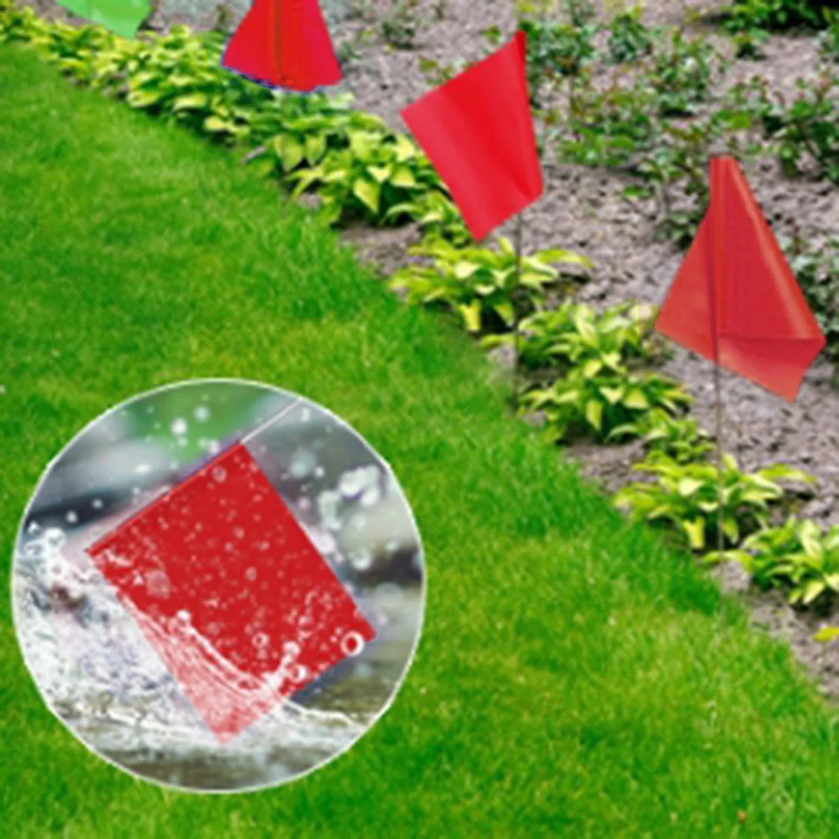 Lot de 20 drapeaux de marquage rouges pour pelouse, paysages, arrosage de cour, drapeaux anti-adhésifs