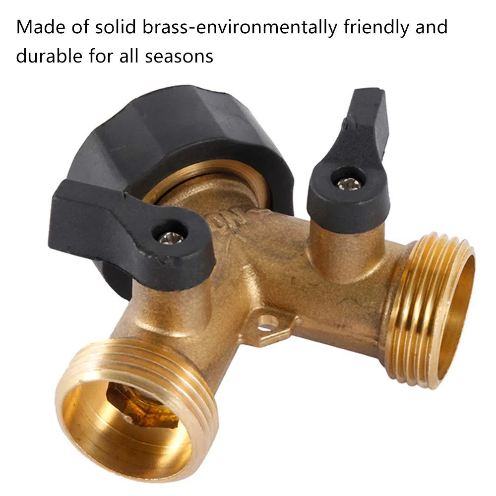 Robinet Double Machine à Laver, Répartiteur Raccord en Y 2 Voies pour Tuyaux d'Alimentation 3/4", Extérieur Jardin Double en Laiton Robuste