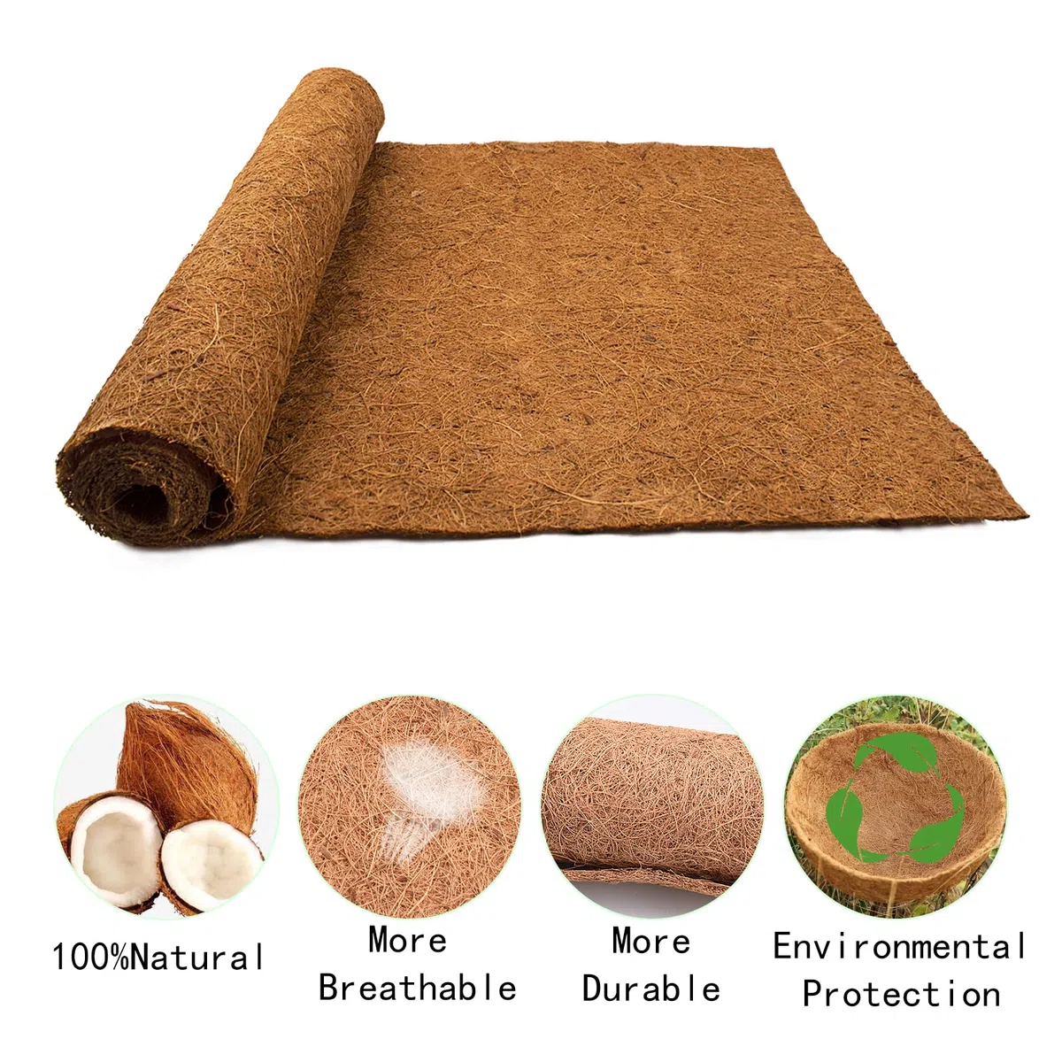Doublure en Noix de Coco, Doublure pour Panier Suspendu, Protection des Plantes pour l'hiver, Protection Hivernale pour Les Plantes en Pot, Tapis de Désherbage en Tissu (3 Packs 100 * 40cm)