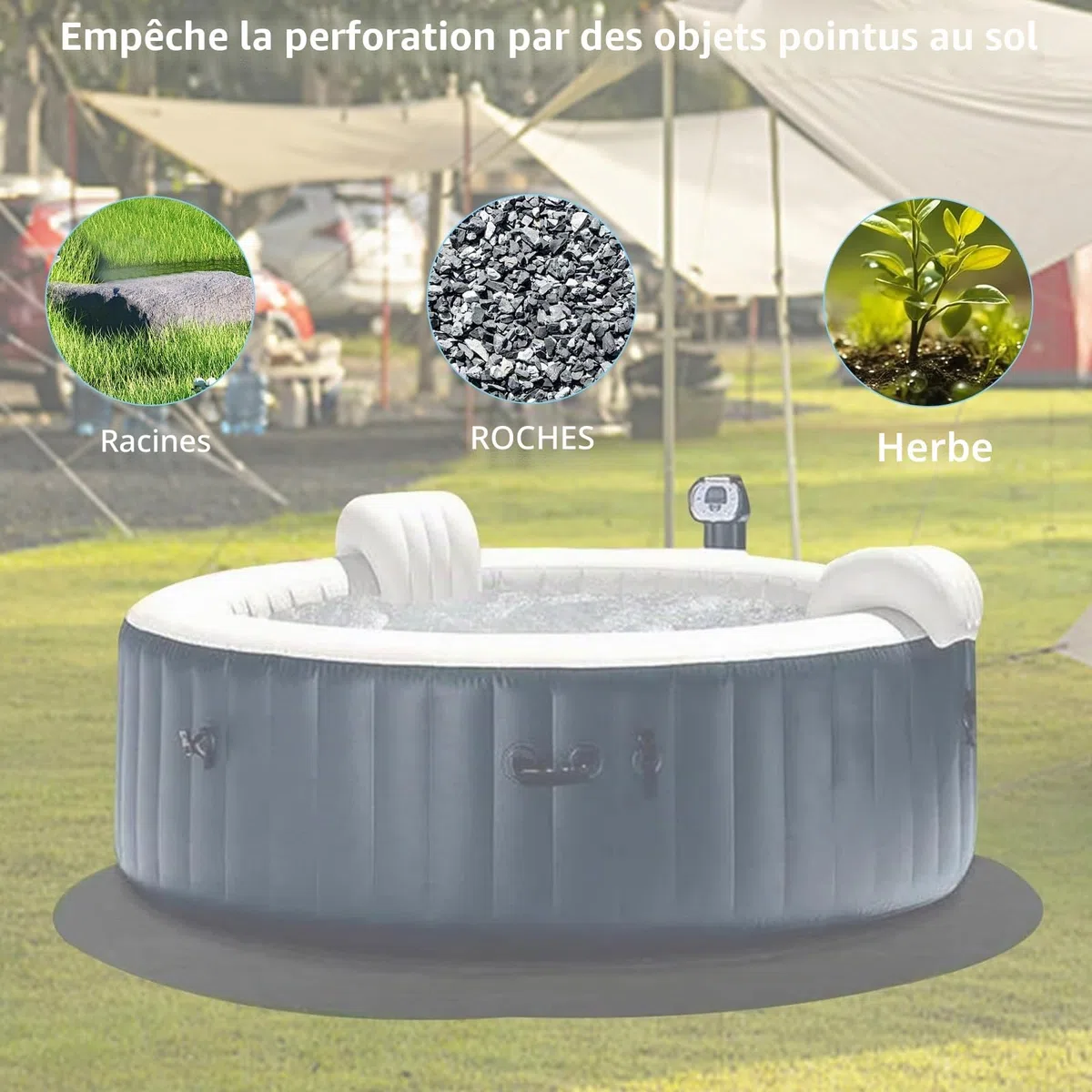Tapis de protection de piscine antidérapant et imperméable, 200 cm, absorbant l'eau, antidérapant, pour l'extérieur et l'intérieur