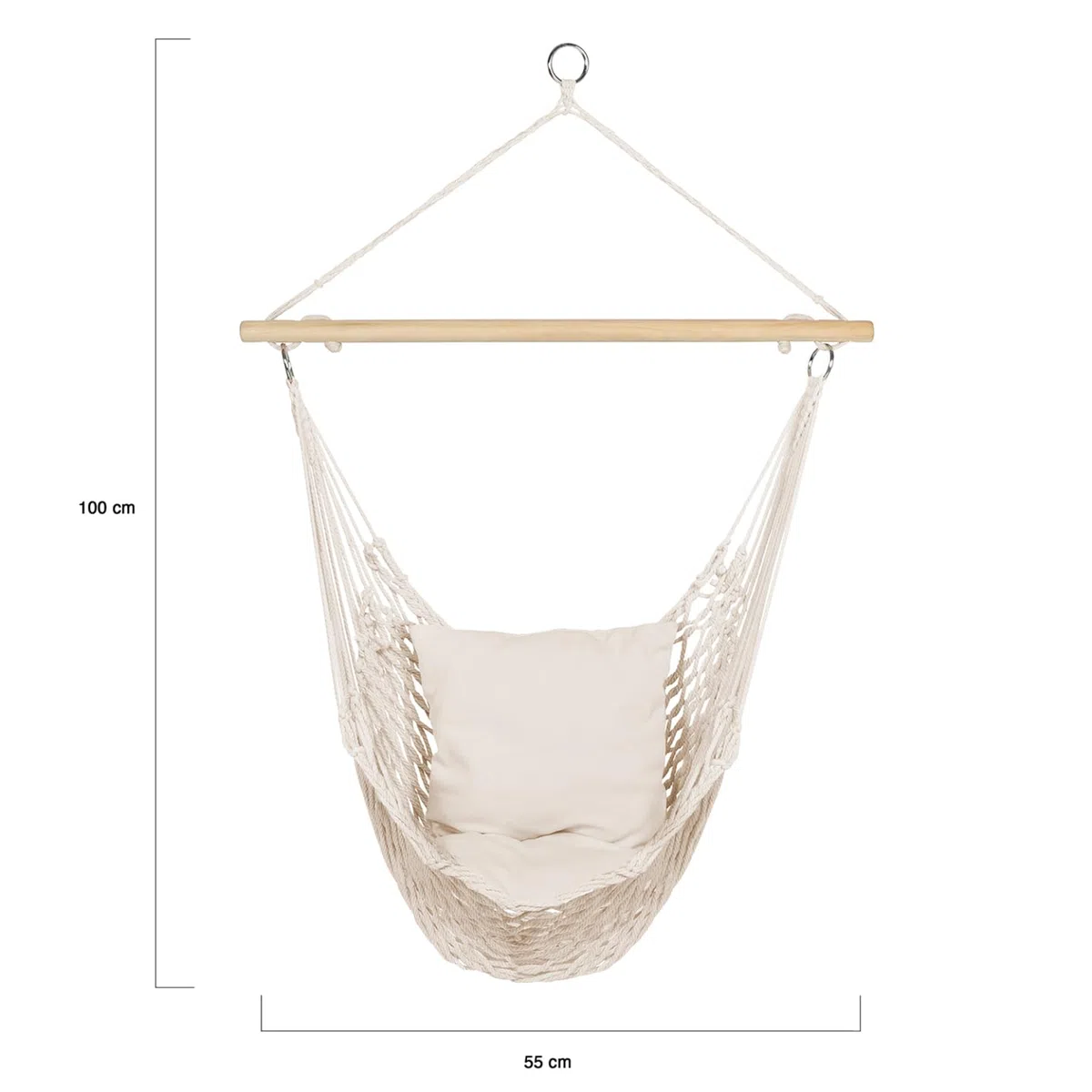 IDMarket - Fauteuil Suspendu bohème 2 Coussins écru Design macramé