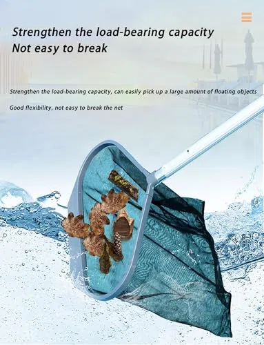 Épuisette de piscine robuste avec maille fine pour le nettoyage de la piscine, convient aux poteaux standard