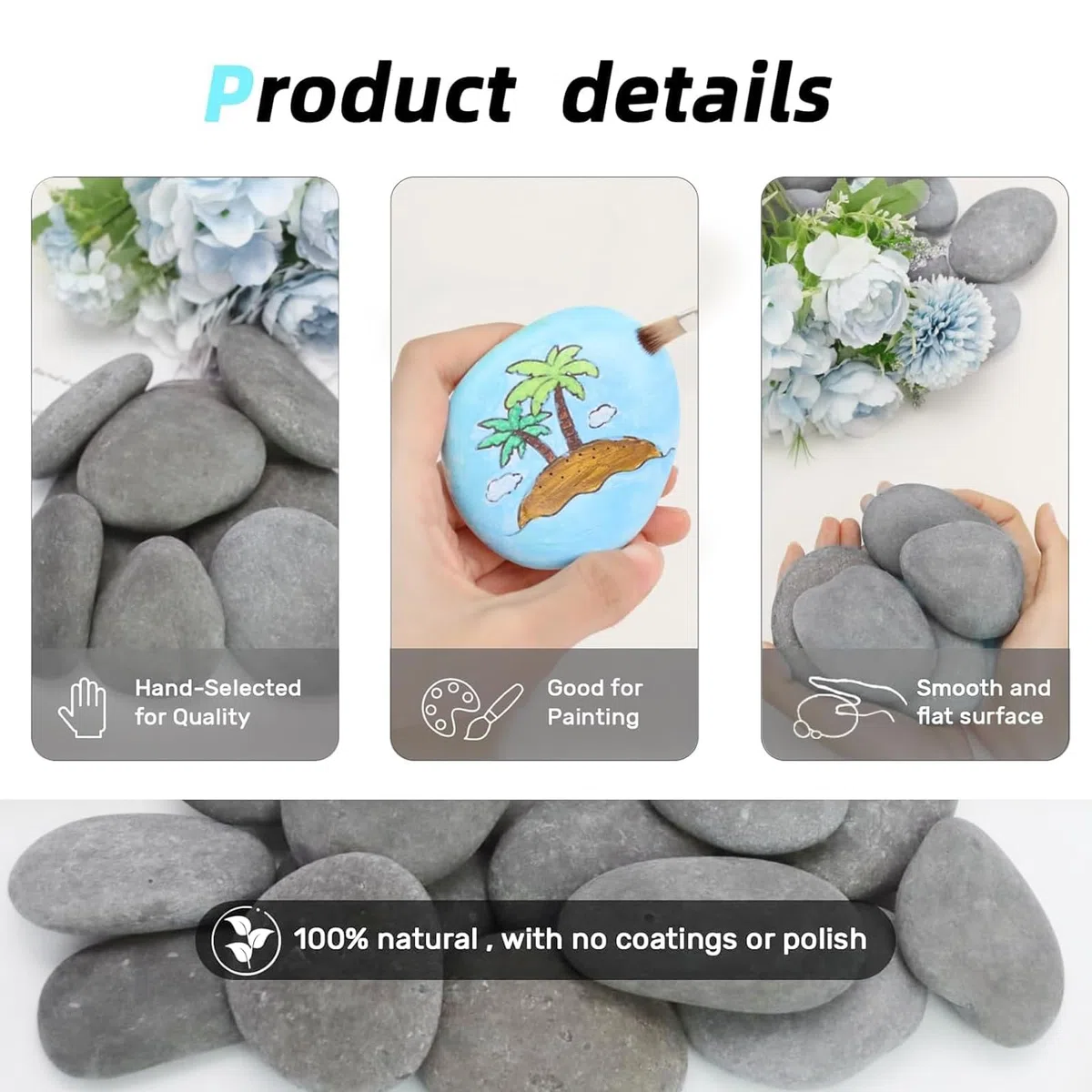 20 Pièces Galets a Peindre 6-11cm Galets Plats Cailloux Jardin Exterieur Cailloux Decoratif Loisir Creatif Enfant Kit Creatif Adulte Galet Aquarium Loisirs Creatifs Peinture Enfant