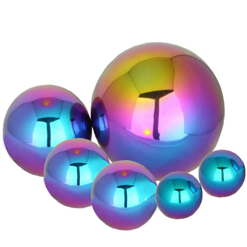 Lot de 6 Boules de Visualisation en Acier Inoxydable - 50-150 mm - Miroir Poli - Boule de Jardin Réfléchissante - Boule de Jardin Pré-Percée - Pour Décoration de Maison ou de Jardin - Multicolore
