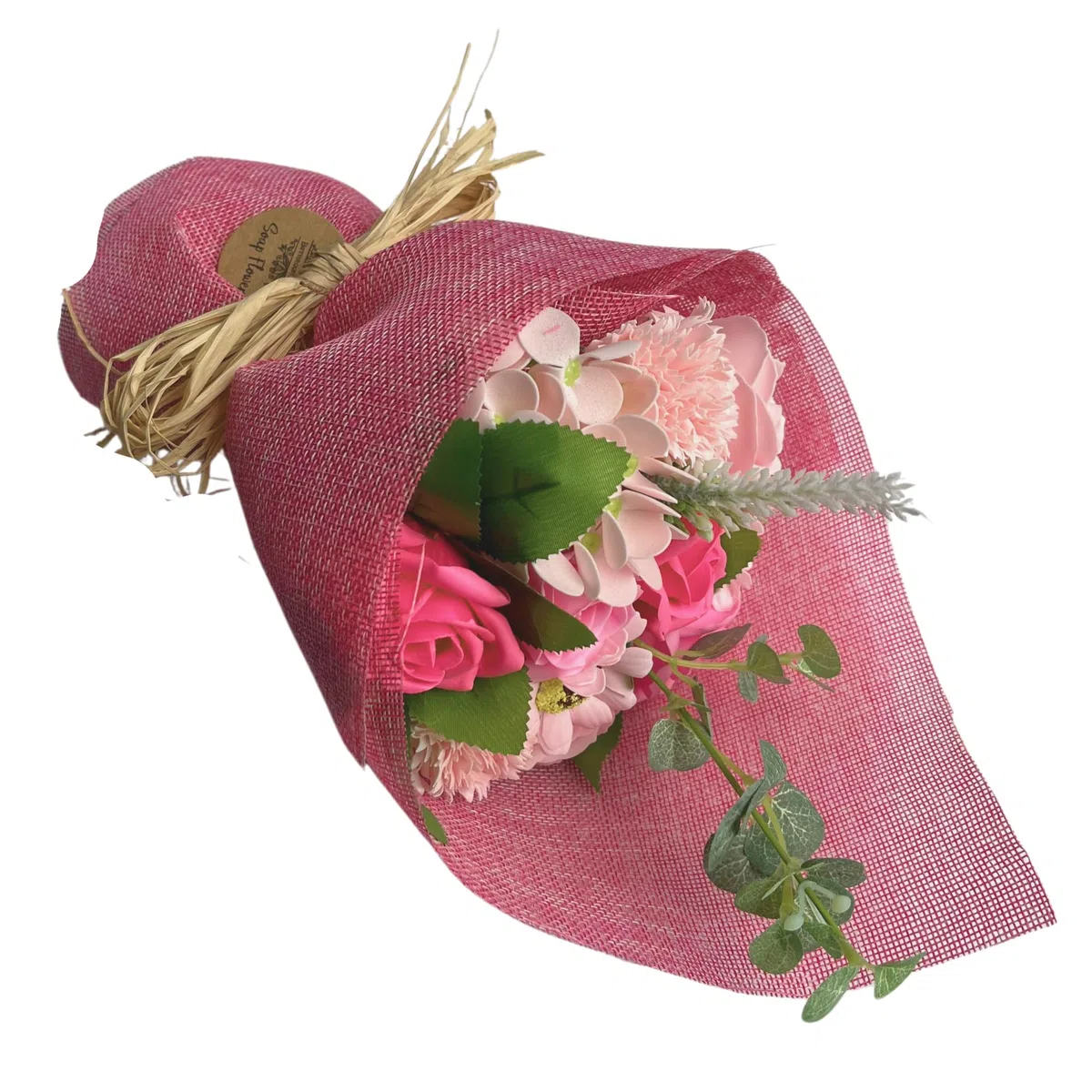 Bouquet de fleurs de savon debout rose – Cadeau de Saint-Valentin et de fête des mères pour femme, elle et vos proches