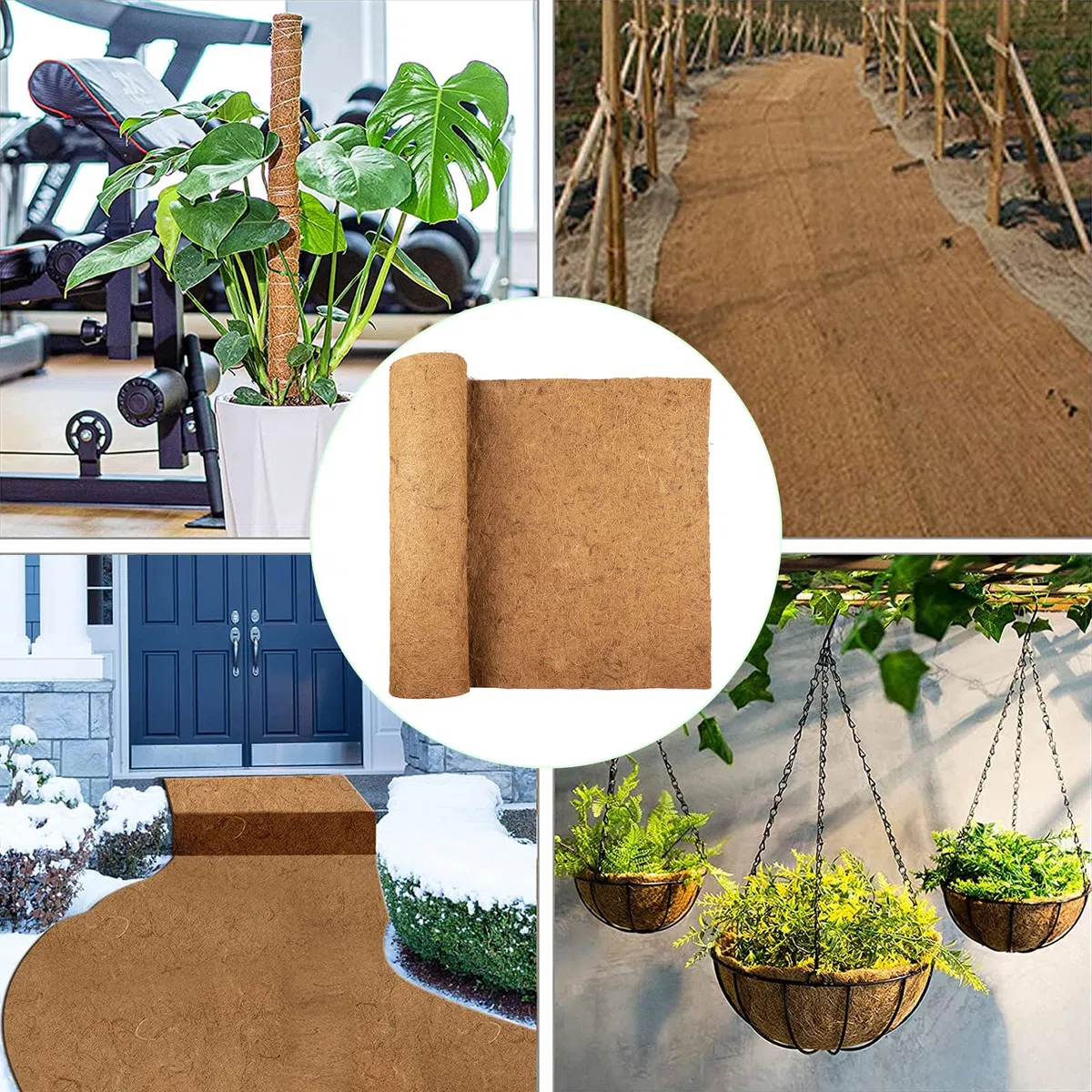 Doublure en Noix de Coco, Doublure pour Panier Suspendu, Protection des Plantes pour l'hiver, Protection Hivernale pour Les Plantes en Pot, Tapis de Désherbage en Tissu (3 Packs 100 * 40cm)