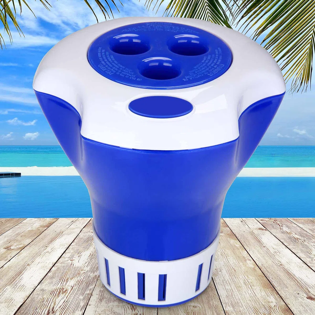Deuba Diffuseur de Chlore et Brome pour piscines Ø 17cm Distributeur Flottant avec thermomètre doseur Spa pataugeoire