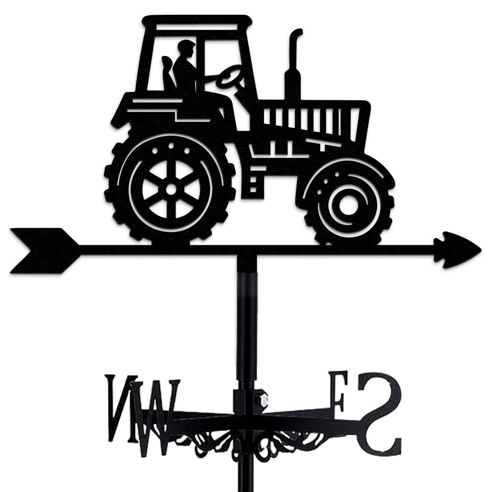 Girouette en métal pour tracteur agricole, indicateur de direction du vent de jardin extérieur avec finition antirouille pour toit, abri de jardin, cour et patio