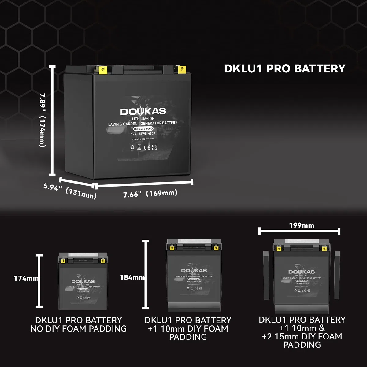 DKLU1 PRO Batterie au lithium LiFePO4 pour tondeuse à gazon, générateurs 12 V 3,2 Ah 450 CCA, compatible avec tracteur de jardin, convient pour Craftsman, John Deere, Cub Cadet, Husqvarna
