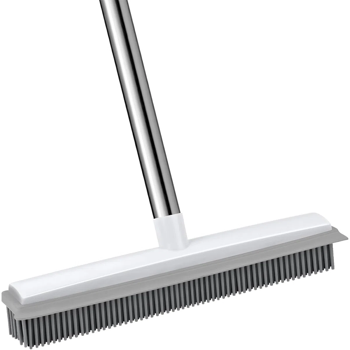 Balai Sol avec Manche Long 130 cm, Balai Caoutchouc 2-en-1 avec Raclette à Eau, Élimine Les Poils de Chien et Chat pour Tapis, Parquet, Carrelage et Fenêtres