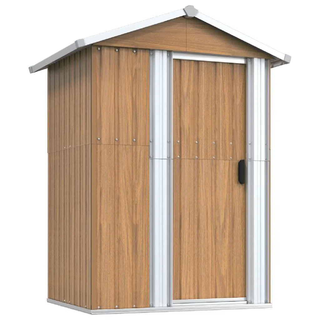 Abri de jardin Marron 126x97,5x177 cm Abri de rangement en acier galvanisé