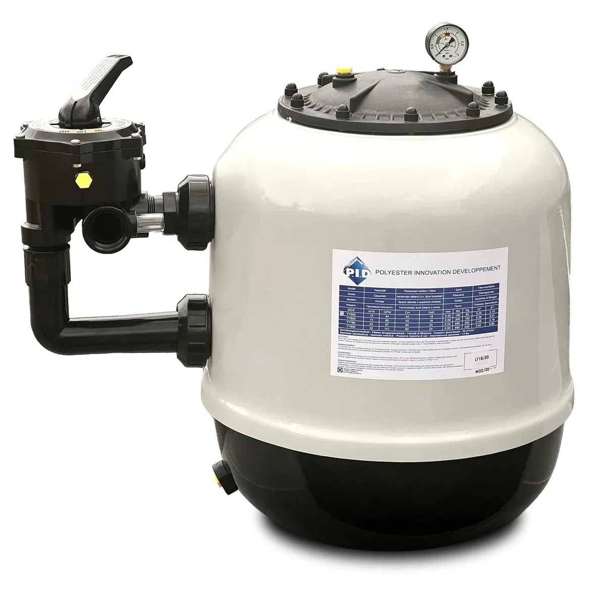 Hayward Filtre à Sable Piscine 10 m³/h – PID 50, vanne 6 Voies Side