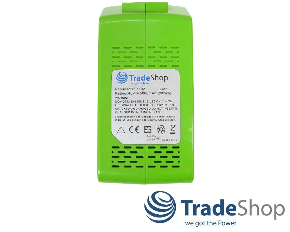 Trade Boutique Premium Batterie LiIon, 40 V5000 mAh200 WH Remplace Greenworks Tools 29472 29282 2601102 20302 2601402 29727 pour G de Max Tondeuse à Gazon 2500007 2500107 2500207 Tondeuse à Gazon,