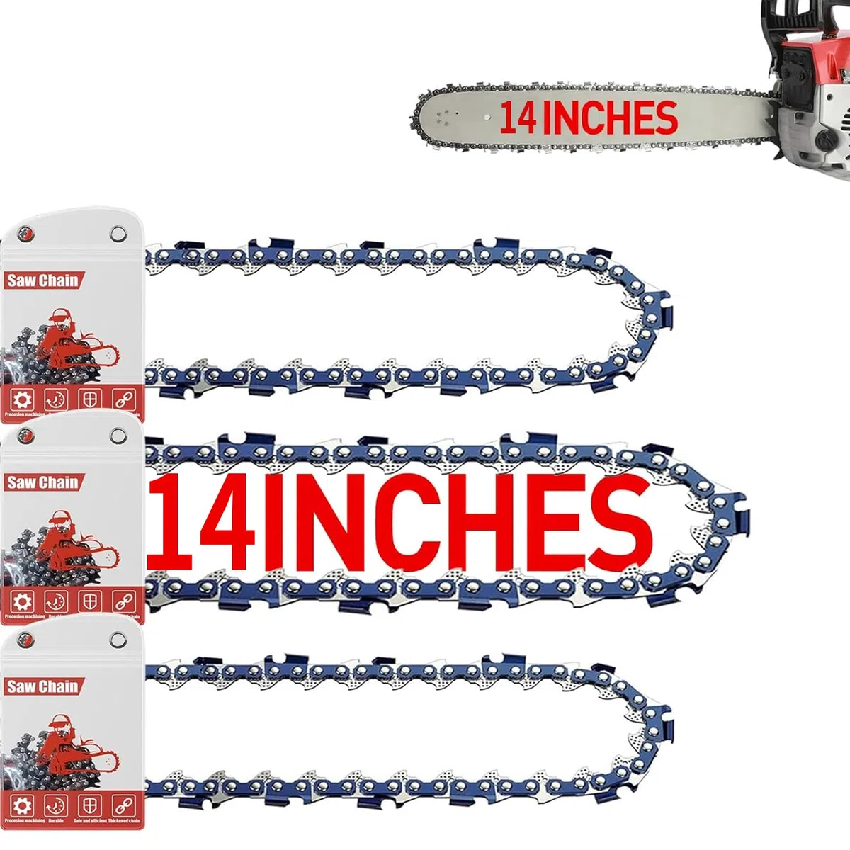 14 Pouces Chaine Tronconneuse, 3/8"LP 1,1 mm 50 maillons 35 cm ChaîNes Pour TronçOnneuses 3-Pack,ChaîNe De Scie De Remplacement, Compatible pour Stihl 017 MS170 MS171 MS192