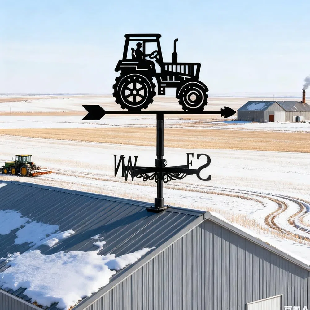 Girouette en métal pour tracteur agricole, indicateur de direction du vent de jardin extérieur avec finition antirouille pour toit, abri de jardin, cour et patio