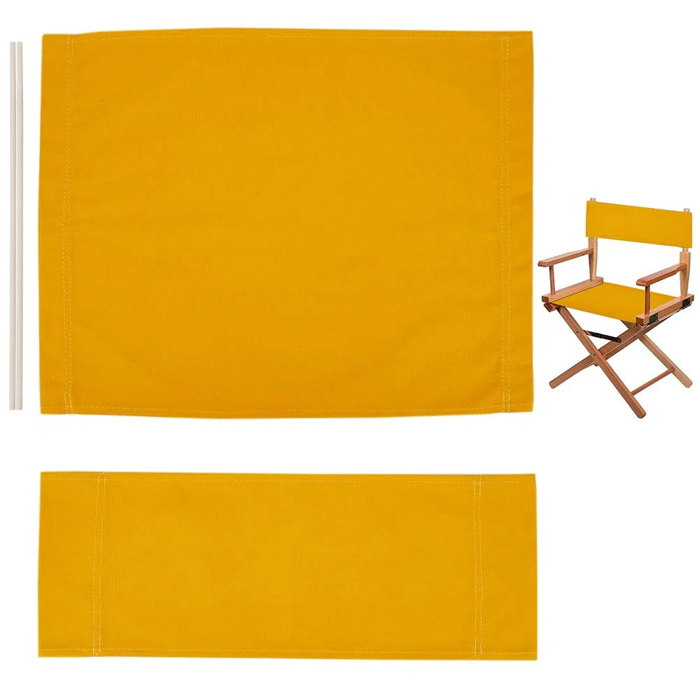 GORGECRAFT Kit de Housses de Chaise de Réalisateur Décontractées en Toile de Rechange Dorées avec Siège et Dossier en Tissu Polyester avec Bâton en Bois pour Siège de Réalisateur Pliable Portable