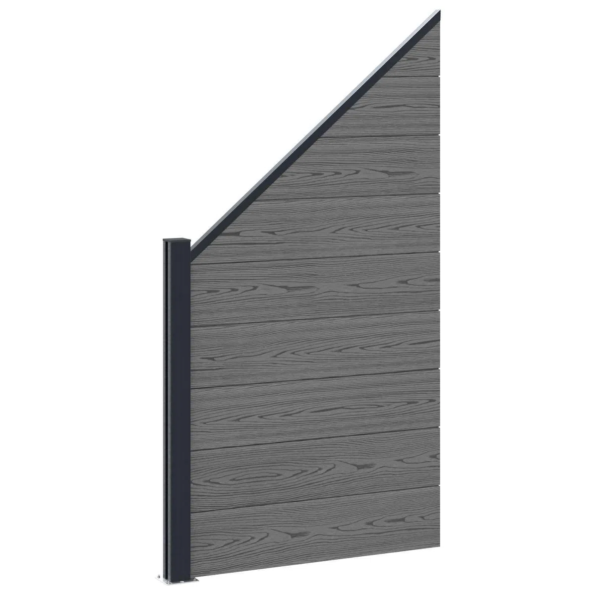 Panneau de clôture WPC et aluminium gris 95 x 180 cm avec poteau, lame rigide pour jardin terrasse balcon, barrière palissade occultant pour séparation et intimité extérieure