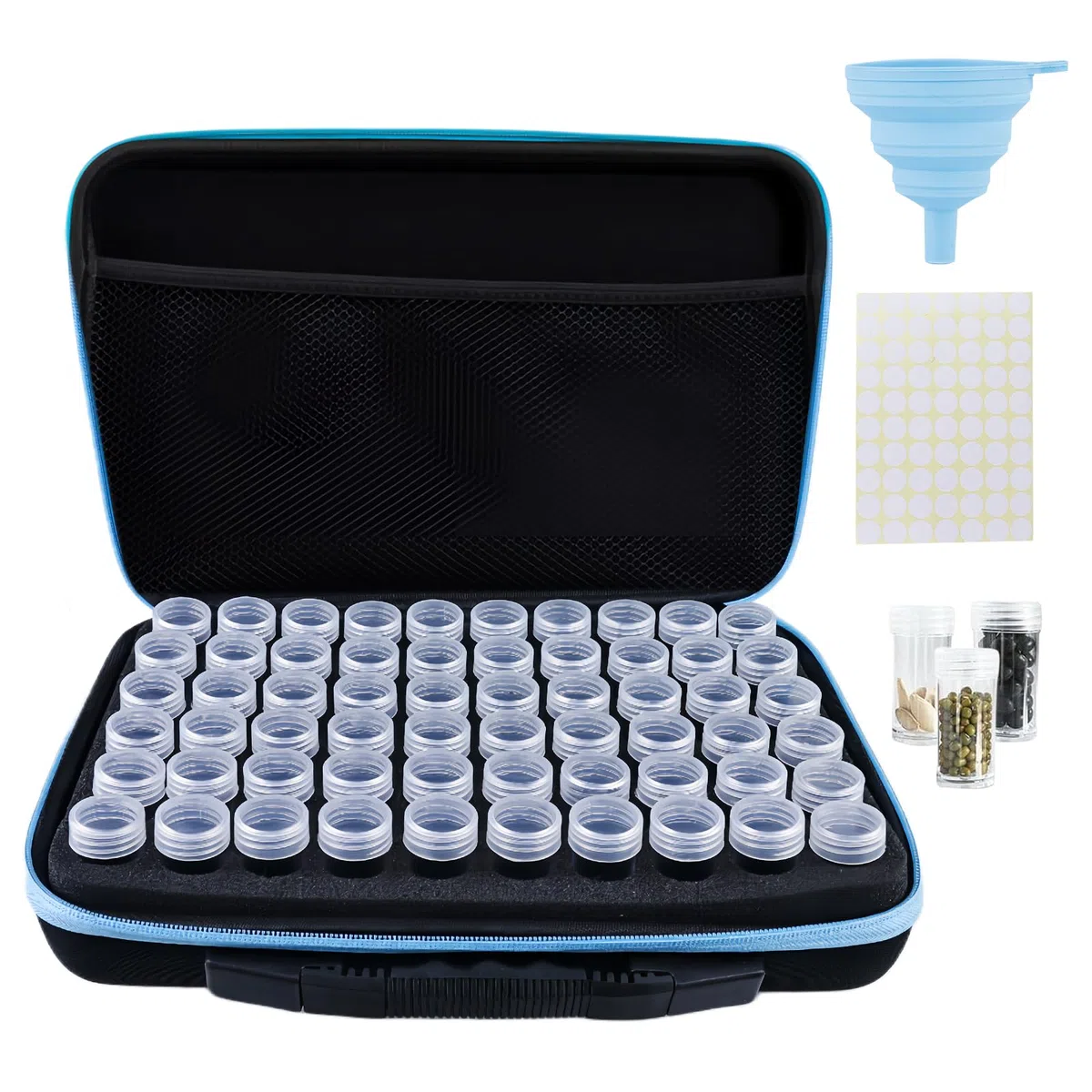 Boîte de Rangement pour Graines: 60 Compartiments Organisateur de Graines Robuste, Organisateur Multifonctionnel pour Fleurs et Légumes (Bord Bleu)
