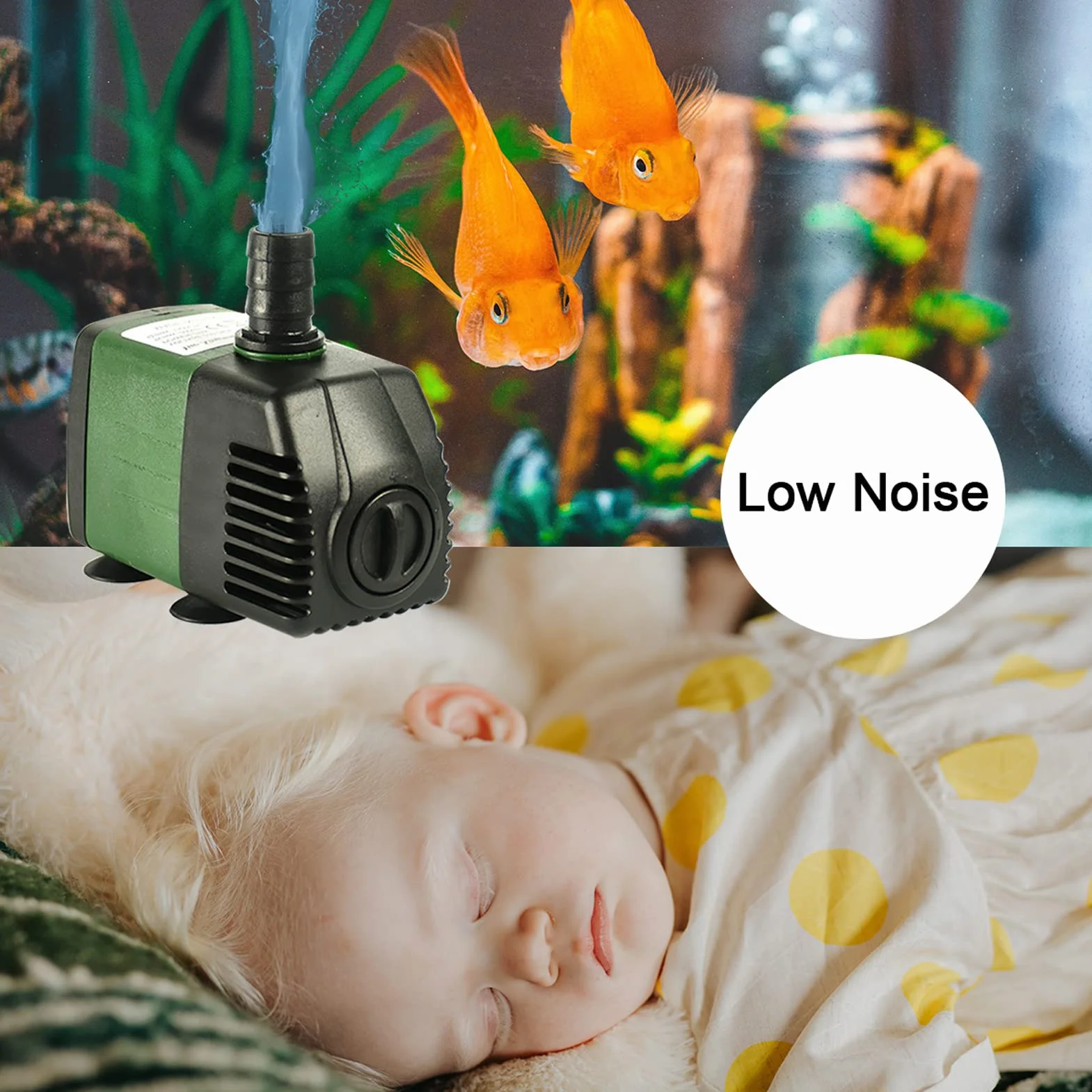 Pompe a eau Submersible, AolKee Mini Pompe Submersible 25W 1500L/H, AC220-240V avec 2 buses Pompes pour Fontaines aquarium, étang, jardin