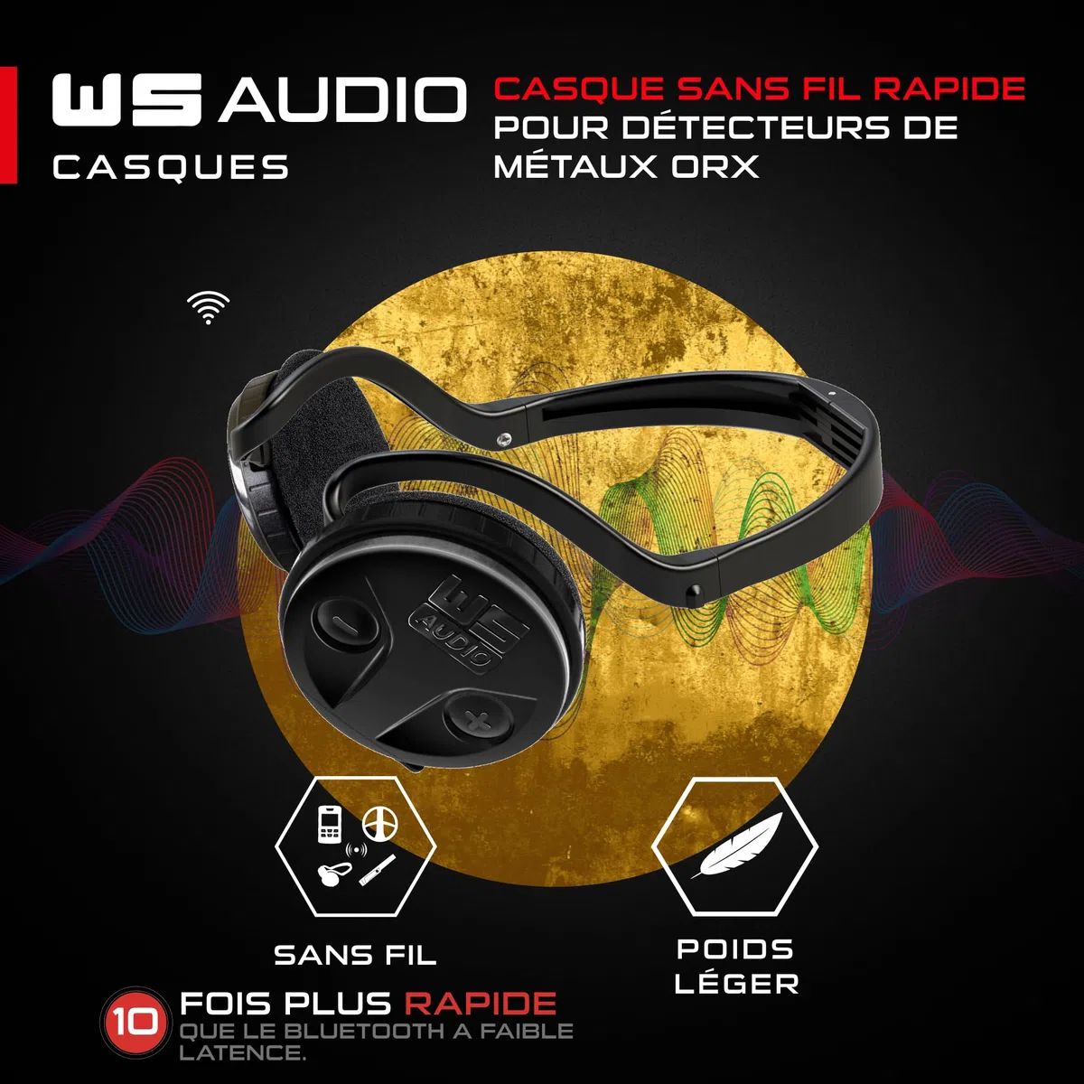 XP Metal Detectors Deus - avec Casque WSAUDIO - Étanche et entièrement sans Fil, idéal pour la Recherche de trésors et de reliques - Disque X35 de 28cm, télécommande et Canne S-Telescopic