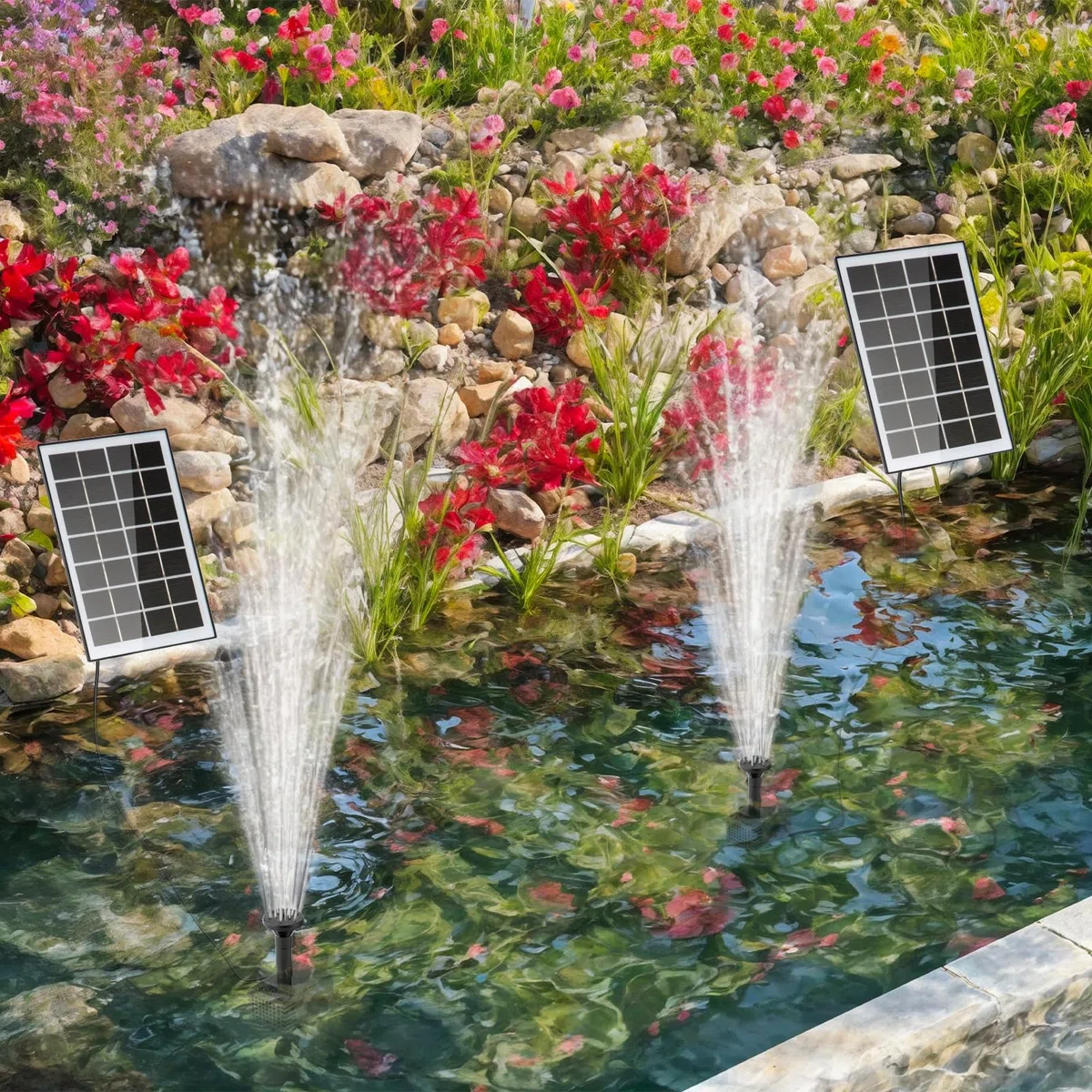 LESOLEIL Pompe de Fontaine Solaire, 3.5w extérieur Bricolage Pompe à Eau Solaire avec 8 Buses pour Le Bain d'oiseau, arrière - Cour, Jardin et étang