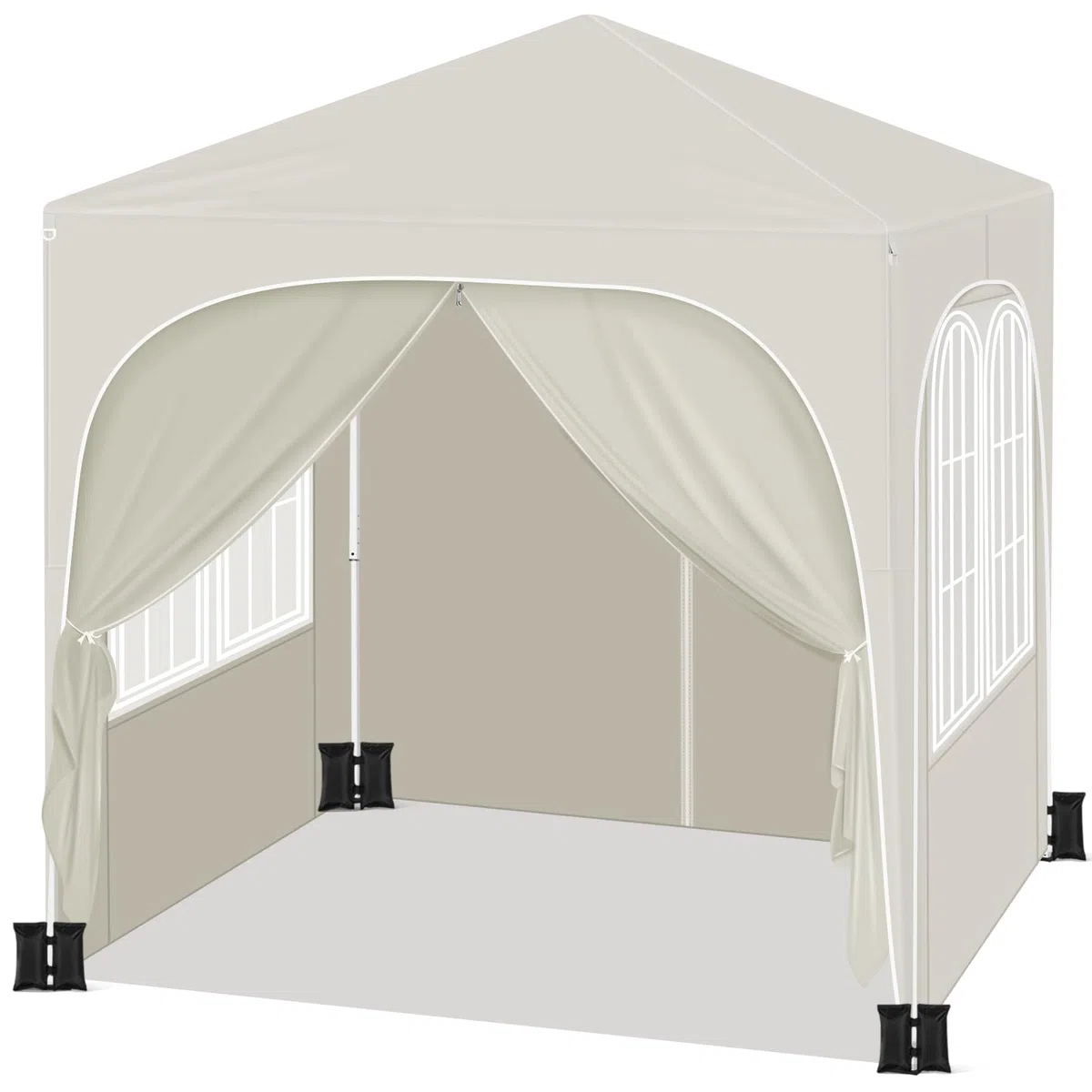 WOLTU Tonnelle Pliable 2x2m Pavillon avec 4 parois avec Sacs de Sable Beige