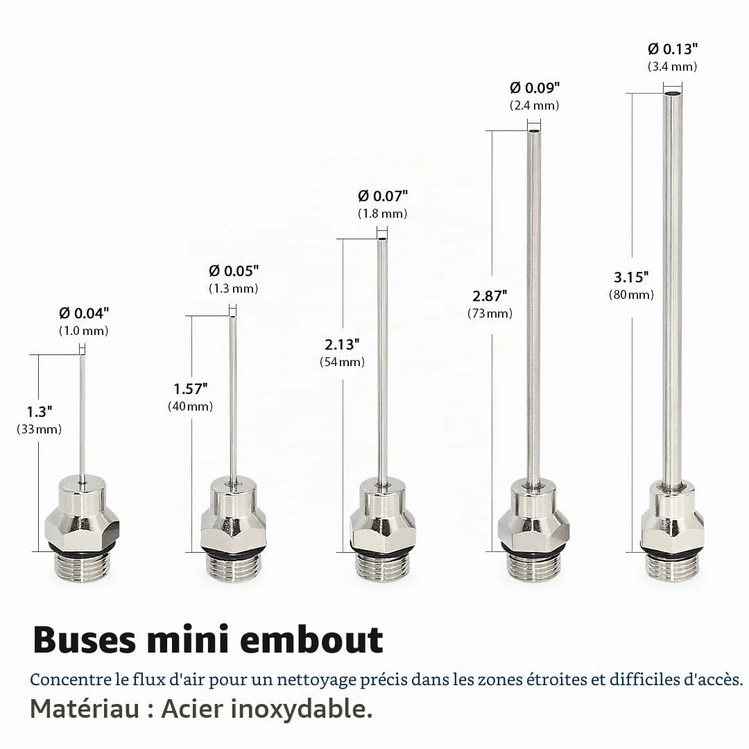 FIRSTINFO A1856M | Kit de 5 buses miniatures pour pistolet souffleur pneumatique